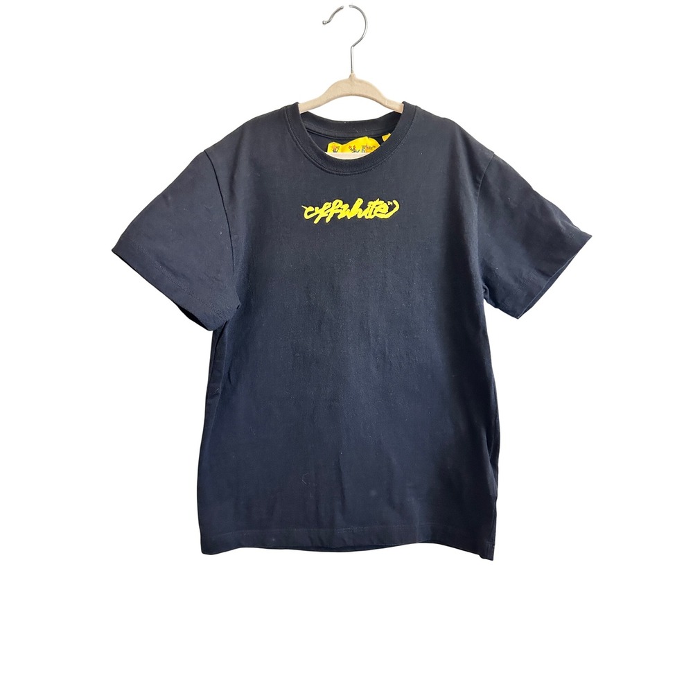 Off-White Kids Black Yellow Graffiti Logo Arrow Graphic T-Shirt Size 8